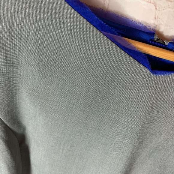 Elie Tahari Gray Sheath Dress w/ Blue Accent - Picture 2 of 6